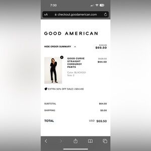 Women’s good American curve straight corduroy pants